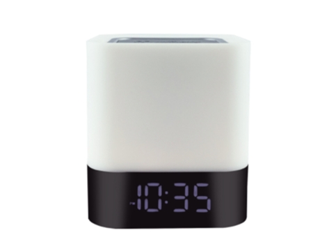 Altavoz Bluetooth inalámbrico LED luz colorida reloj portátil con tarjeta de memoria USB auxiliar negro BISBISOUS