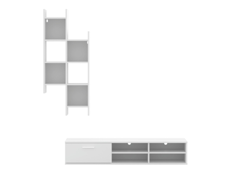 Conjunto De Salon De Bajo Tv Y Estanteria 150X29Cm - Blanco VEPHOME