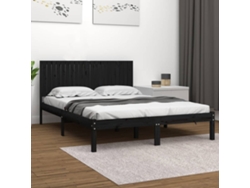 Estructura De Cama De Madera Maciza De Pino Negro 200x200 Cm