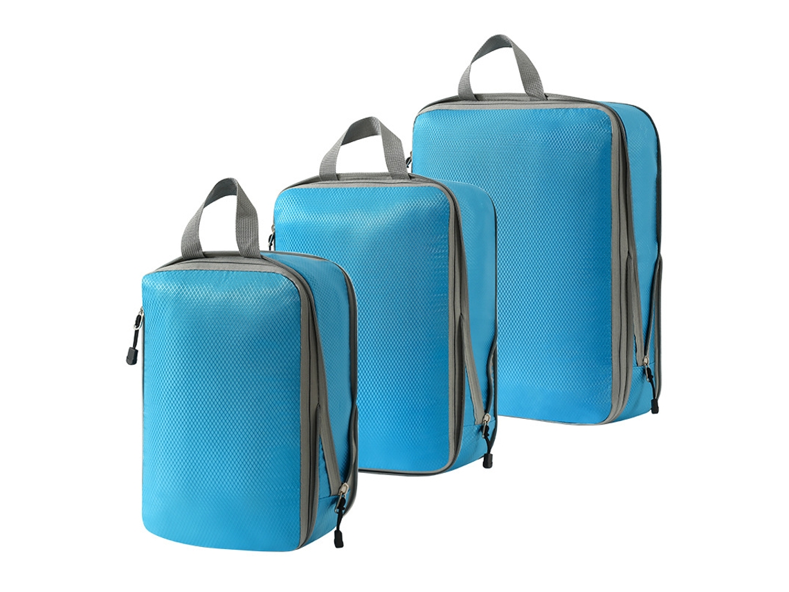 Bolsa de almacenamiento de compresión, juego de 3 piezas, bolsa de viaje ligera, color azul marino