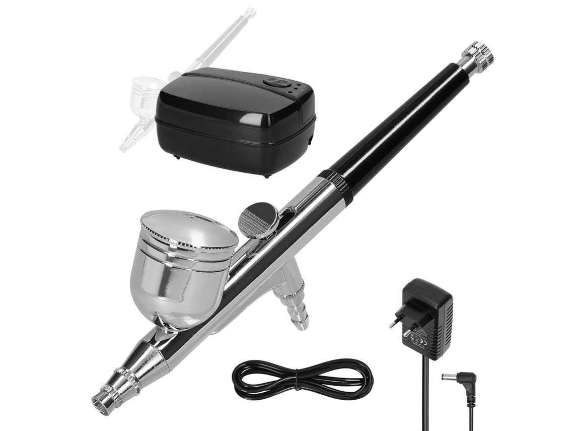 Kit De Compresor De Aire Y Aerógrafo Profesional 18psi 3 Velocidades Para Modelos, Maquillaje, Uñas, Pasteles Y Diy