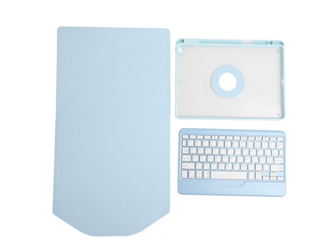 Capa De Proteção Com Teclado Bluetooth Sem Fio Para Tablet Ios Com Suporte Para Caneta Azul
