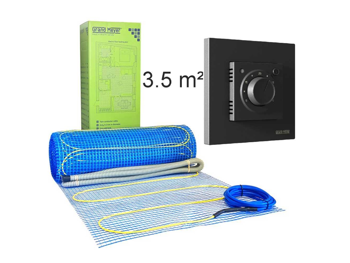 Kit de calefacción por suelo radiante de 3,5 m², 170 W/m², termostato Mst 9n Grand Meyer
