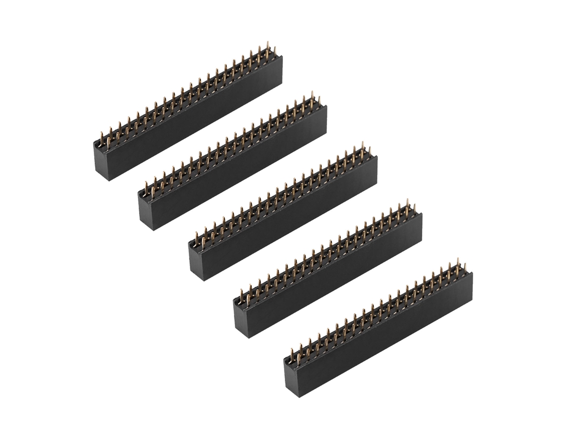 5pcs Conectores De Pin Hembra De 2x20 Pines Con Pitch 2.54mm Para Raspberry Pi