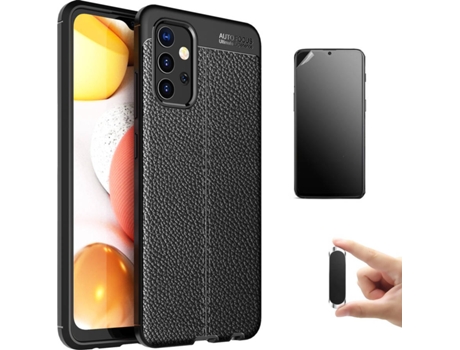 Kit Carcasa, Protector Y Soporte Samsung A32 5G Ultimatte Rugged Leather Negro
