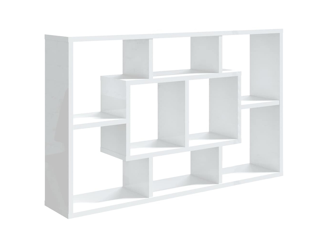 Maison Exclusive - Estantería Pared Madera Ingeniería Blanco Brillo 85x16x52,5 Cm