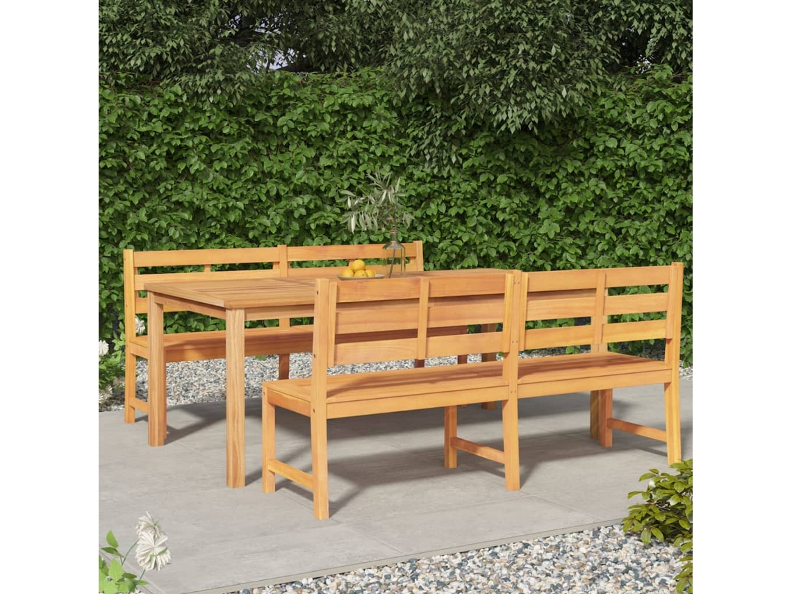 Juego de comedor de jardín de 3 piezas DKD Home Decor en madera maciza de teca