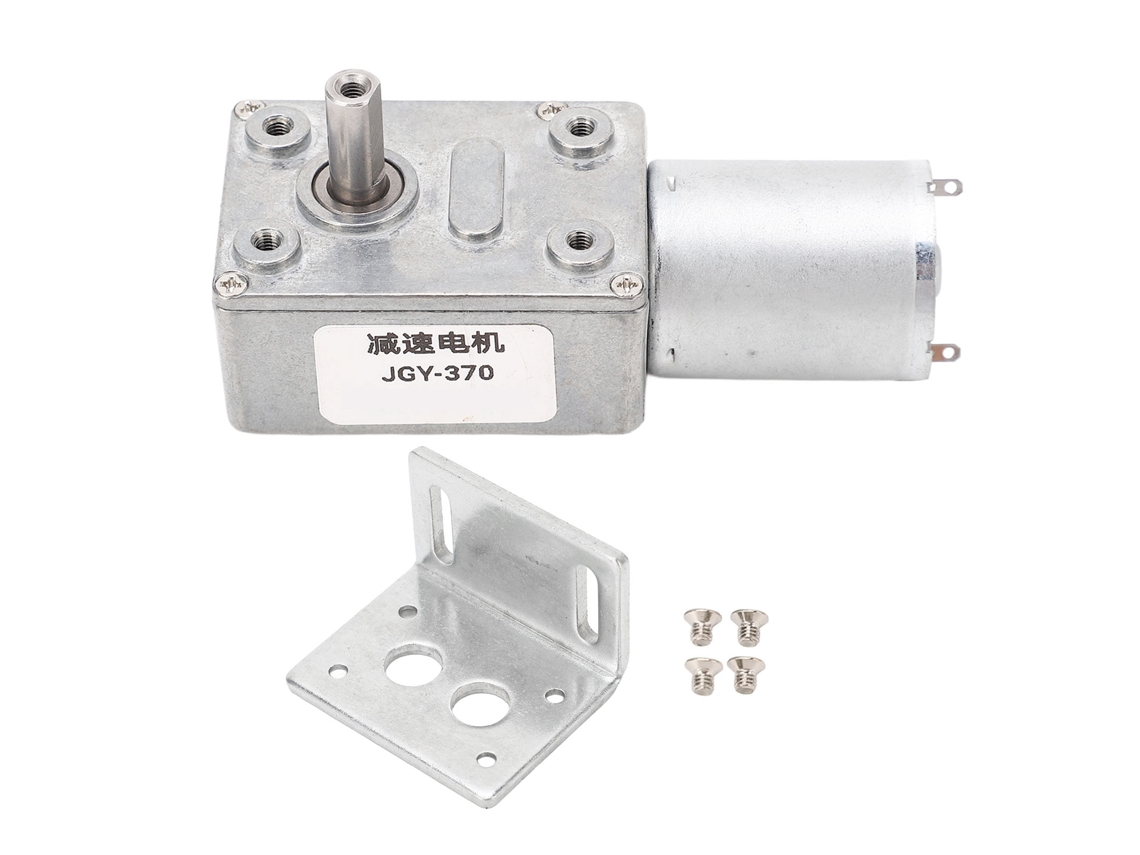 Motorreductor De Engranajes De Tornillo Sin Fin De 24 V Cc, 40 Rpm, 4-25 Kg·cm, Con Eje De 12 Mm, Autoblocante Y Base De Montaje.