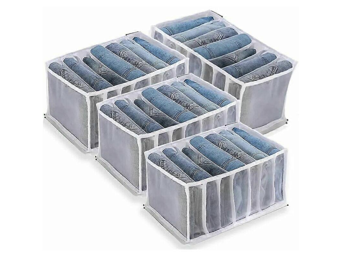 Caja De Almacenamiento Para Vaqueros, 4 Organizadores De Armario Con Malla, Separa Ropa, Ideal Para Pantalones, Sudaderas Y Camisetas