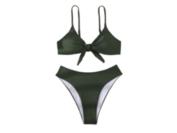 Bikini verde de un solo color para fiesta en la piscina Od S