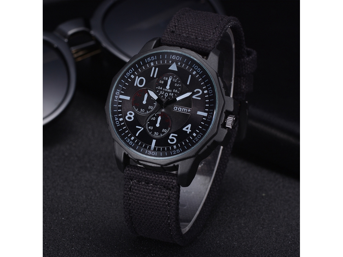 Reloj Deportivo Unisex Para Estudiantes Con Correa De Lona, Ultrafino, Movimiento De Cuarzo, Negro.