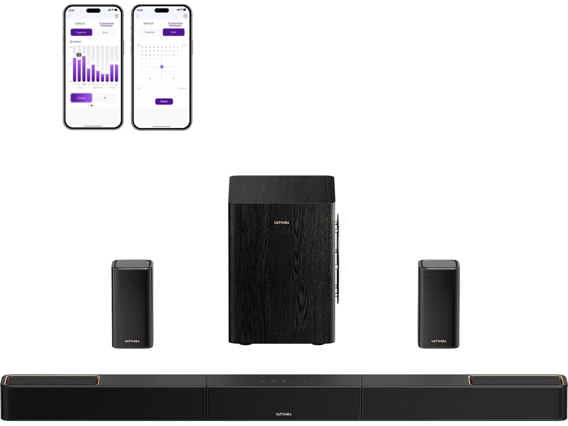Barra De Sonido ULTIMEA Skywave X40, Sistema De Sonido 5.1.2, Dolby Atmos, Subwoofer Inalámbrico De 6.5" Y 2 Altavoces Traseros, Negro