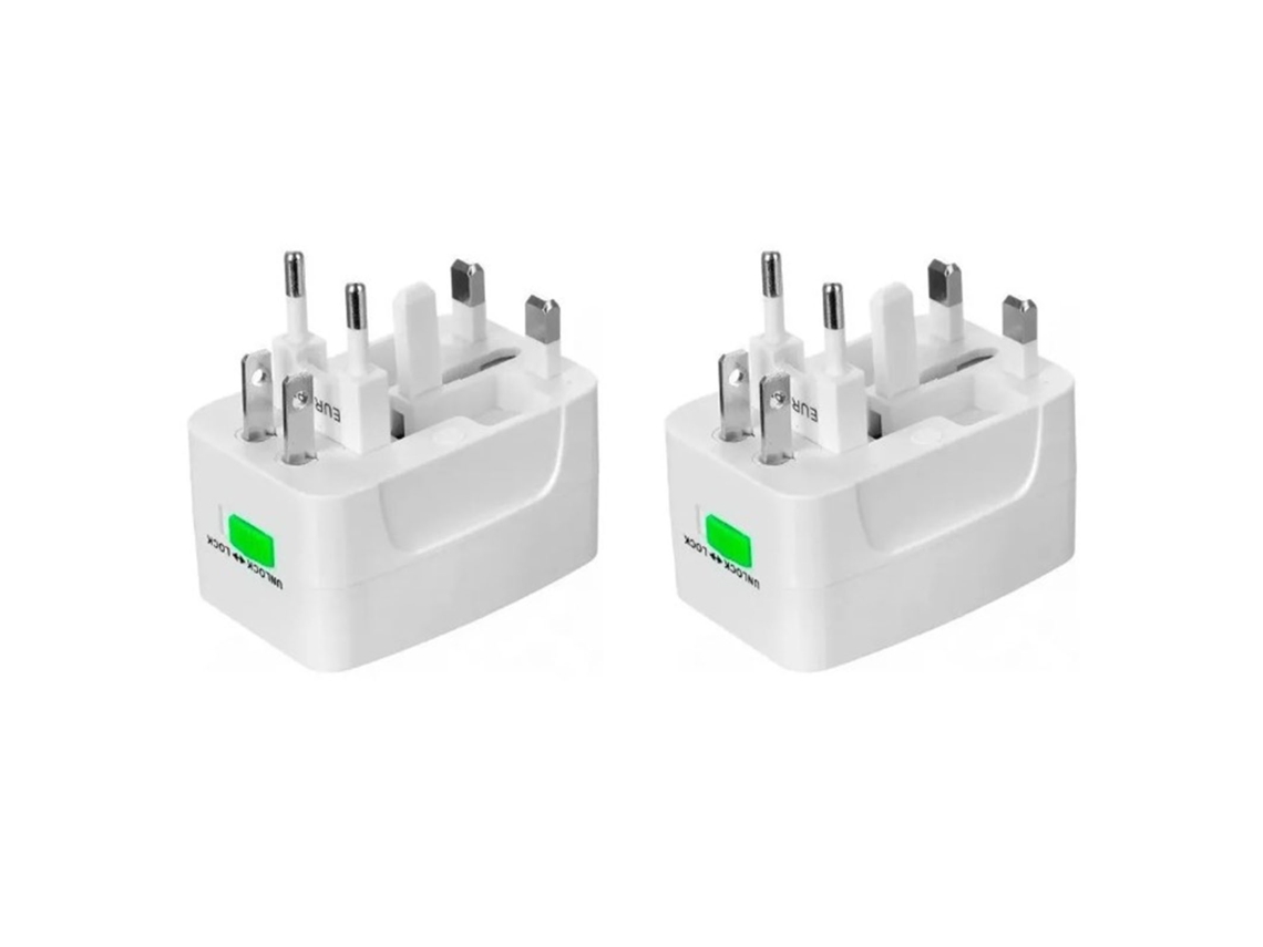 2pcs Adaptador De Corriente Universal Abs 1300w Cargador Convertidor Viaje 100‑240v
