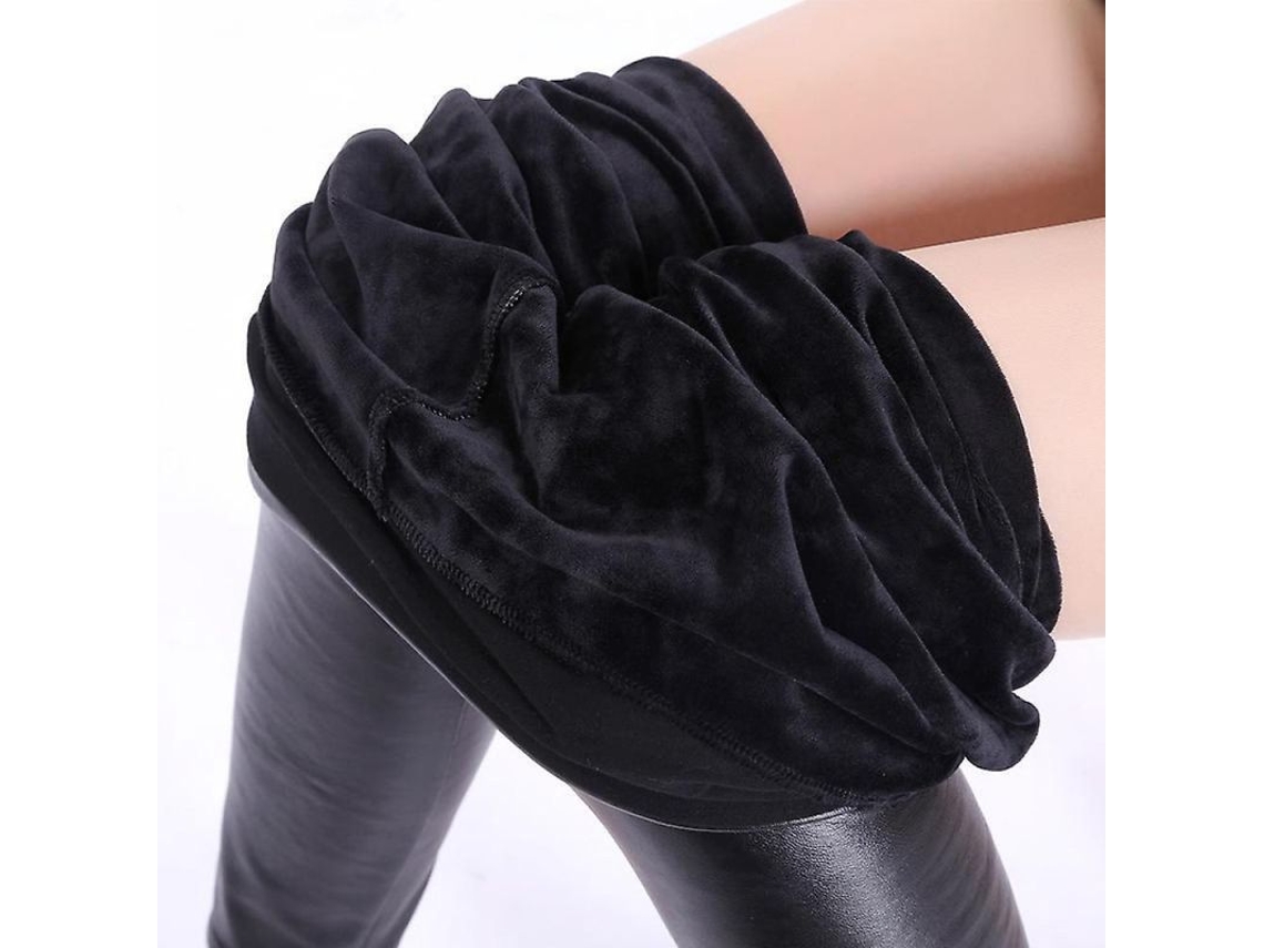 Leggings de piel sintética para mujer, invierno, cintura alta, cálidos, talla C013