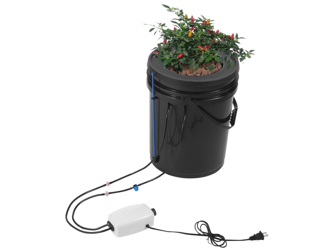 Sistema de cultivo hidropónico Dwc 20L con riego por goteo y bomba de aire Tekmaquinas