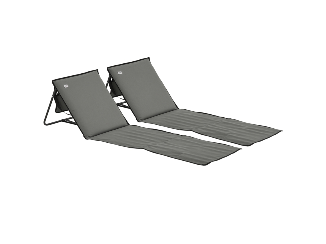 Tumbona Playa Plegable Ajustable, Correa Transporte, 142x51x40cm, Gris