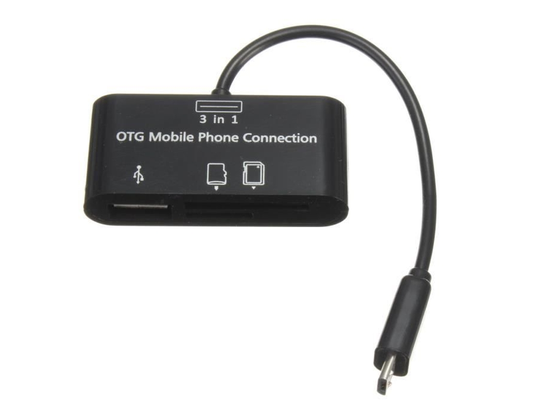 LCC® Lector de Tarjetas SD 3 en 1 Conexión OTG para Teléfono Celular Soporte SD/MMC/TF