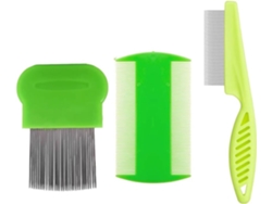 Juego De 3 Piezas: Peine Para Pulgas, Peine Para Piojos, Dientes De Metal (verde)