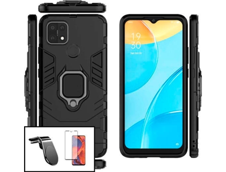 Carcasa, Protector y Soporte para Auto Oppo A15 PHONECARE Military Defender Negro