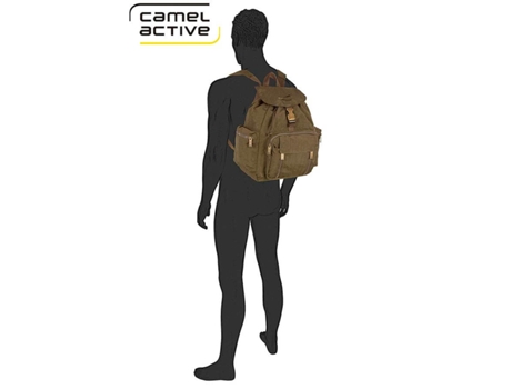 Mochila Activa Camel Con Bolsillos Laterales De Color Caqui