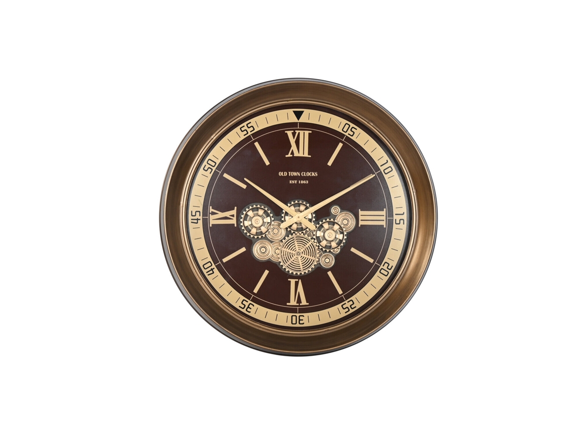 Reloj Pared Hierro Cristal Dorado 100x14x100cm