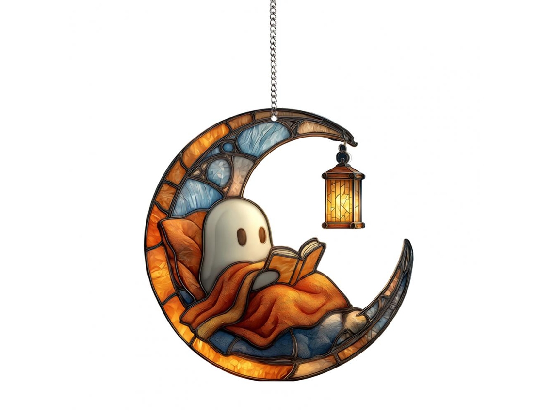 Serie de sol colgante fantasma de acrílico, colgante decorativo de Halloween para ventanas y porches estilo F Viewleaf