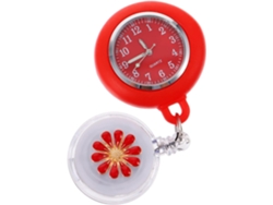 Reloj Bolsillo Segundero Fabricado Aleación Cristal Retráctil Ideal Enfermeras Médicos Rojo Clip