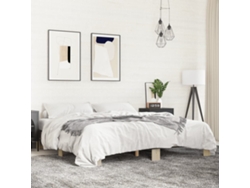 Estructura Cama Madera Ingeniería Metal Roble Sonoma 200x200 Cm