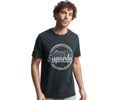 Camiseta para Hombre SUPERDRY (Algodón - S - Negro)