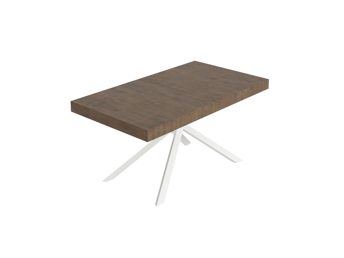 Mesa extensible Niket de nogal (160/244 x 80 cm, patas blancas) Itamoby