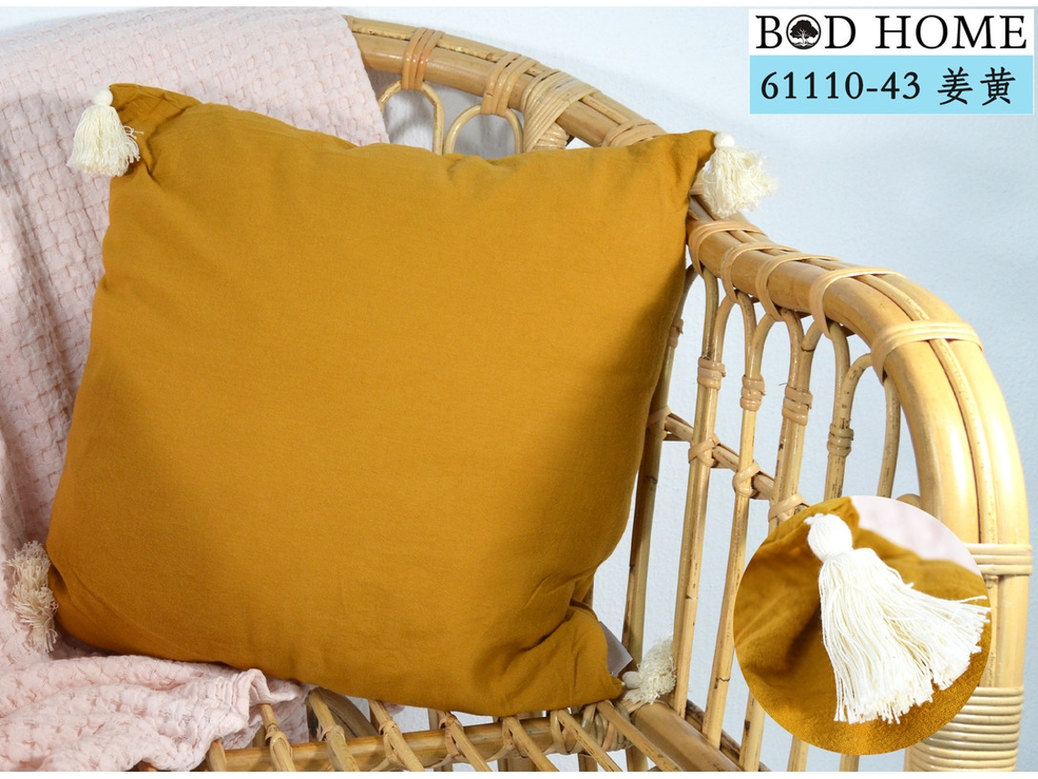 Almofada Con Franjas Mostarda 45*45 Cm BOD HOME