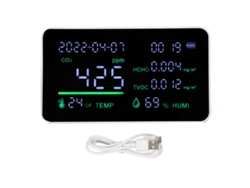 Detector De Co2 Con Monitor De Calidad Del Aire Preciso Para El Hogar Y La Oficina Con Detección De Temperatura Y Humedad - Blanco