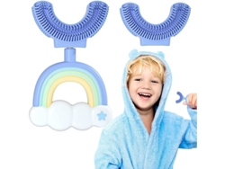 Cepillo De Dientes Infantil En Forma De U Con Cabezal Doble De Silicona Extrasuave, Libre De Bpa Y Apto Para Uso Alimentario.