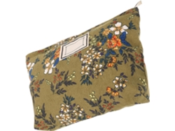 Nécessaire De Maquiagem Com Estampa Floral Em Veludo Cotelê Com Zíper.