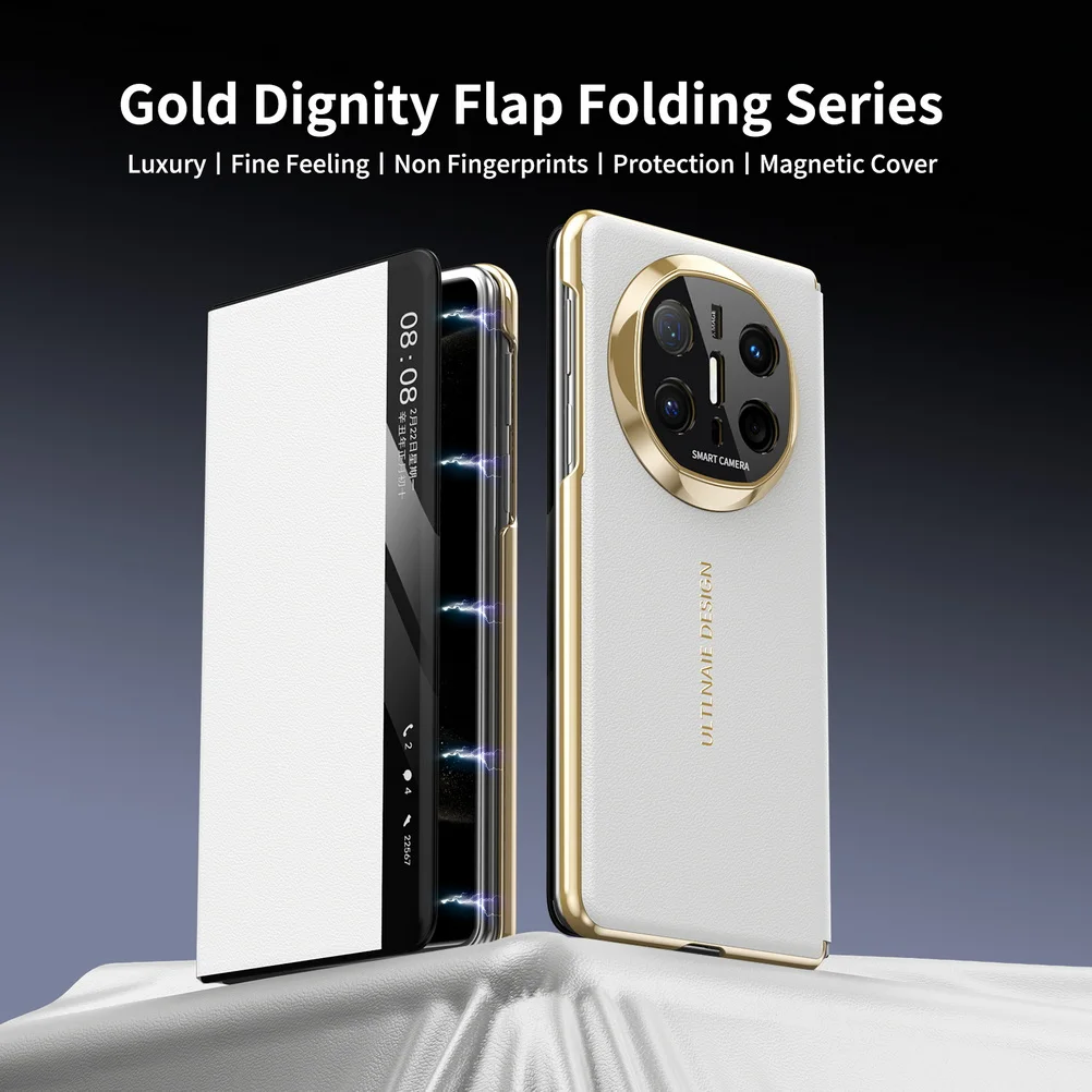 (blanco, Huawei Mate X5) Funda De Cuero Retro Para Teléfono Inteligente, Resistente A Los Golpes Con Protector De Lente Magnético Integrado