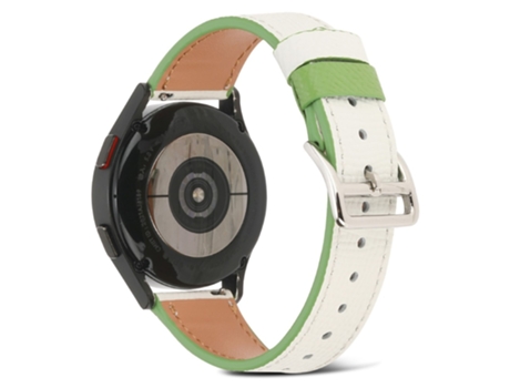Correa de piel auténtica color de empalme 22mm para Huawei GT 3 46mm/GT 3 Pro 46mm/Samsung Watch3 45mm - blanco