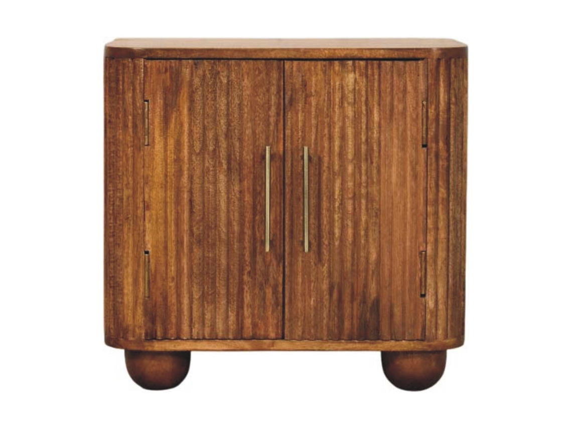 Aparador Mini Solis de madera maciza acanalada, 2 puertas, 2 estantes, marrón ARTISAN FURNITURE EST 1995 TM