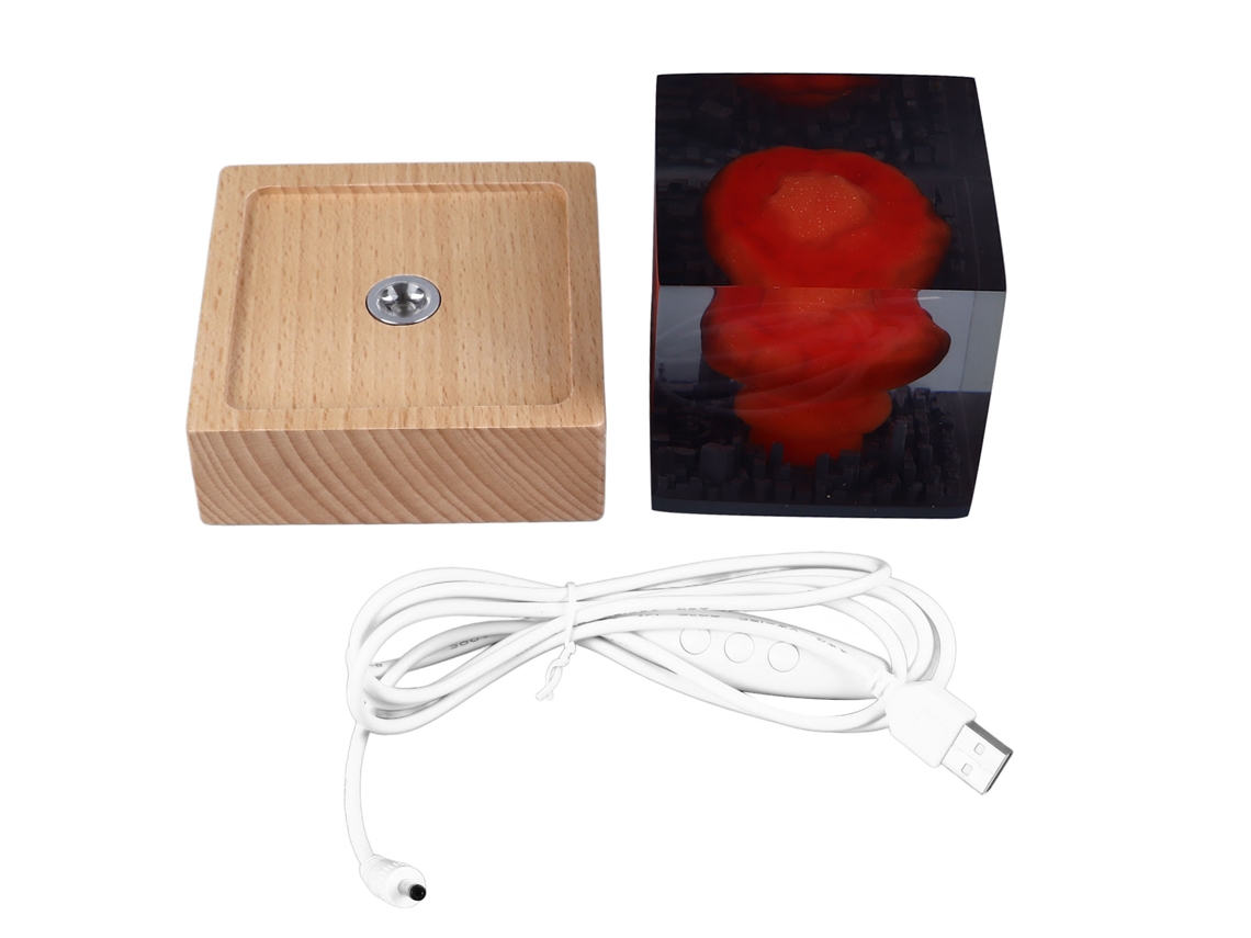 2026-lámpara De Explosión Nuclear Bombilla Nocturna Modelo 3d Hongo Base De Madera Resina Usb Decoración Compacta