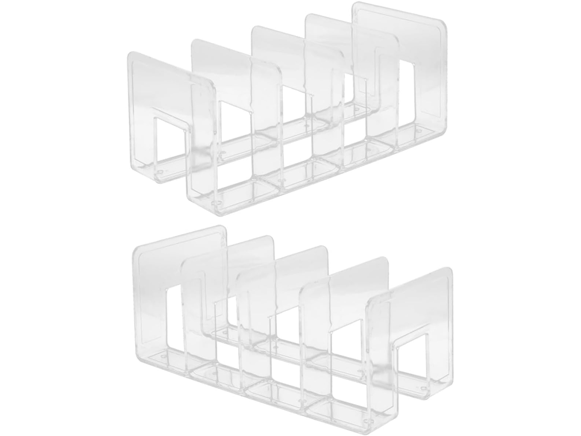 Sujetalibros Pequeño Transparente Con 4 Compartimentos De Plástico Resistente.