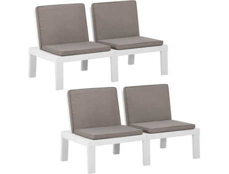 Conjunto 2 Banco VIDAXL Blanco Plástico (130x65x70 cm)