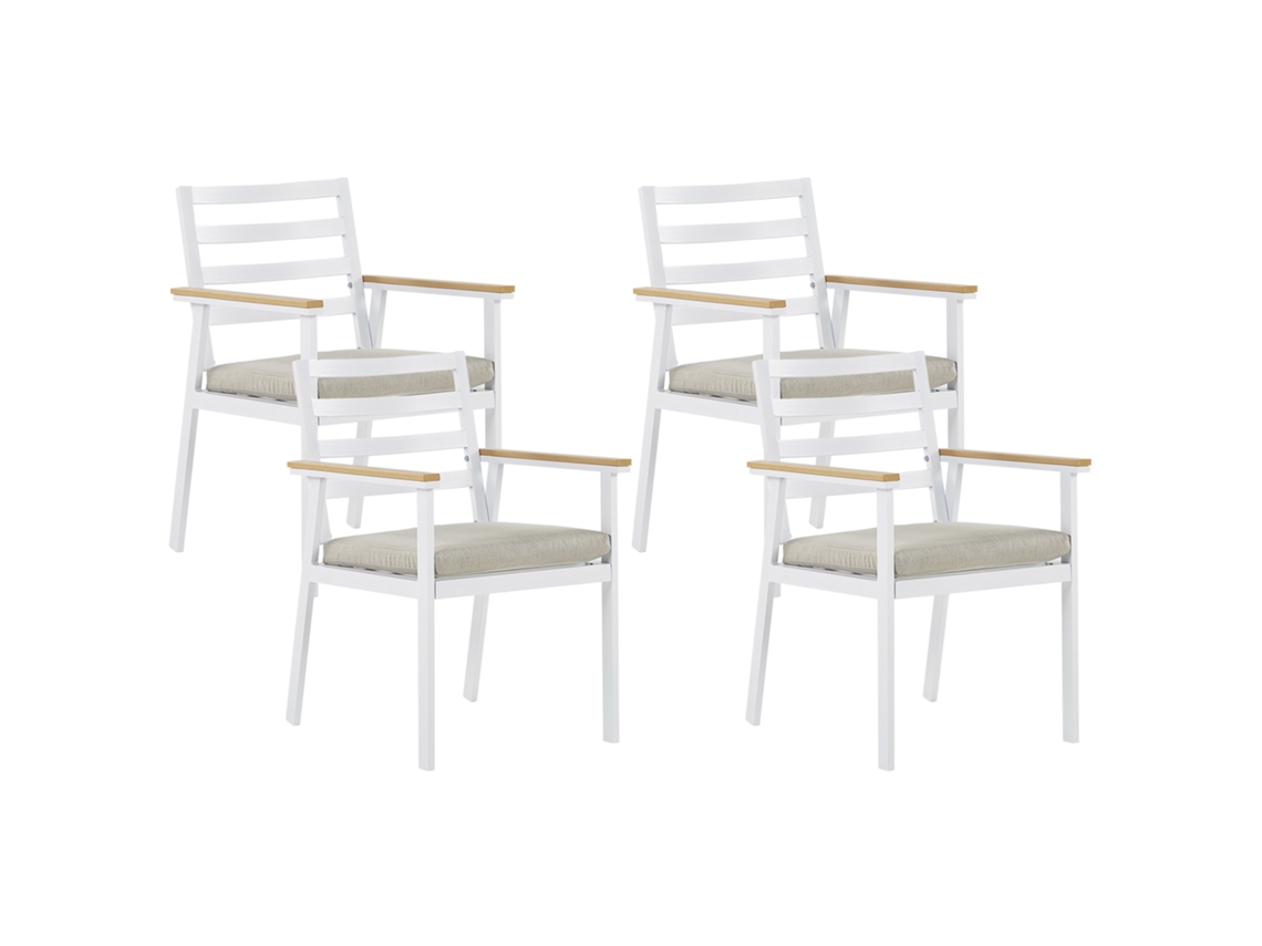 Conjunto de 4 sillas BELIANI Cavoli de Aluminio Blanco 54x60x82