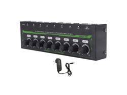Amplificador De Auriculares Portátil De 8 Canales Con Bajo Nivel De Ruido E Iluminación Rgb Para Estudio Y Ktv, Enchufe Estadounidense 100-240v.