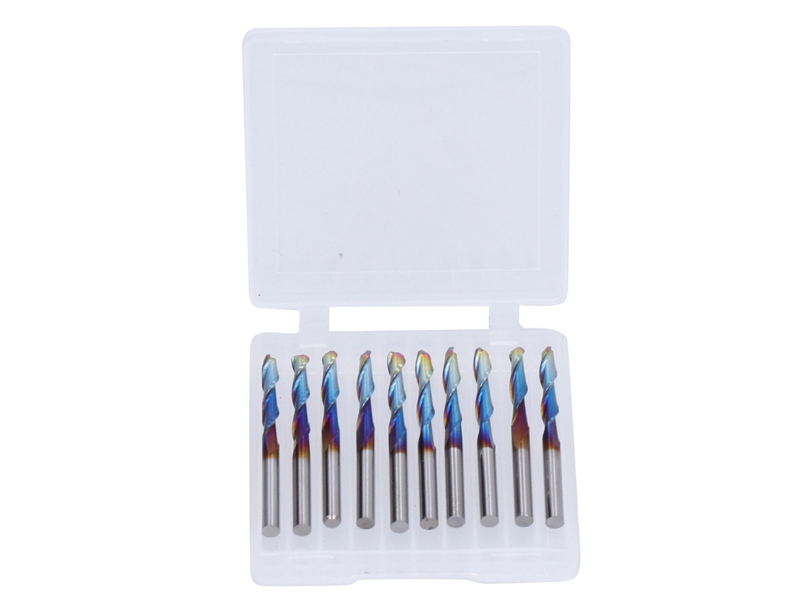 10 Fresas De Acero De Tungsteno Con Ranura Espiral, Herramienta De Fresado Con Revestimiento Azul Para Madera, Pvc Y