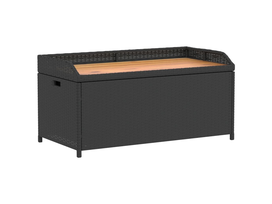 Banco Con Almacenaje VIDAXL Negro Poli Ratán (100x50x52 cm)