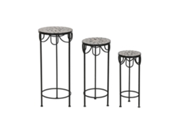Set 3 Mesita Auxiliar Forja Mosaico 30x30x69cm