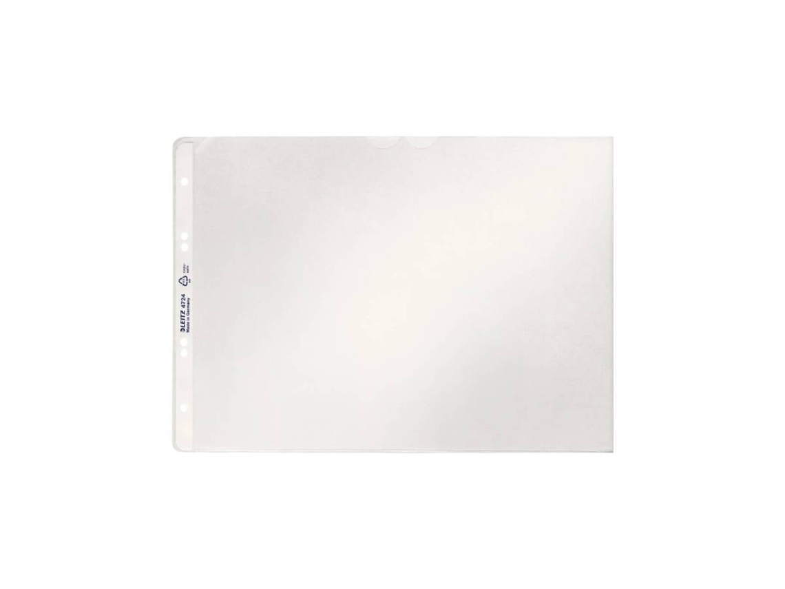 Funda para documentos Leitz, A4 horizontal, PP, texturizada, 0,12 mm, abierta en la parte superior, calidad de archivo, con inserto de papel, perforada, Esselte Leitz (4724 00 03)