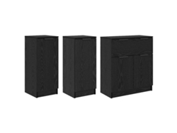 MAISON EXCLUSIVE Aparador con cajón, 3 piezas, roble negro, madera procesada