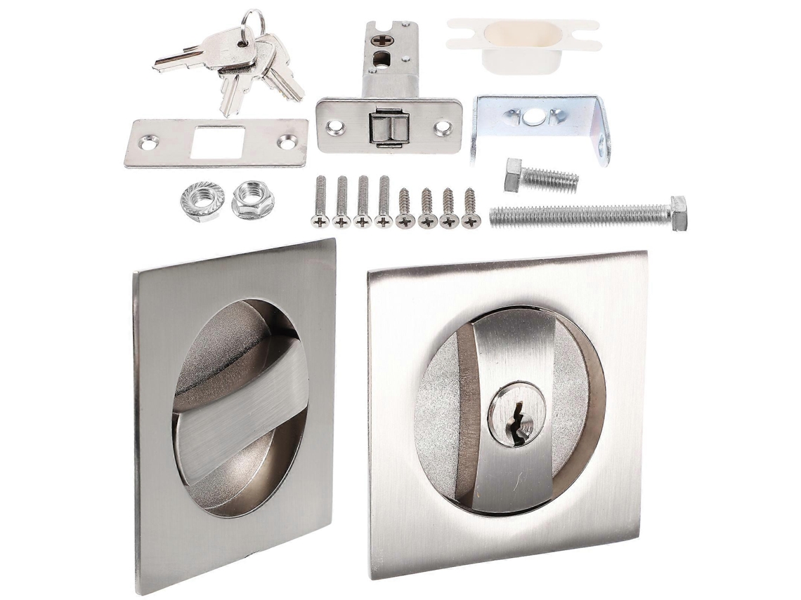 Cerradura De Puerta Deslizante Con Pestillo De Privacidad Y Llave, Hardware De Metal, Ideal Para Dormitorios Y Baños 6,50x6,50x0,20cm