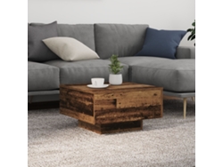 Mesa De Café Con Luces Led Madera Vieja 55x55x31 Cm