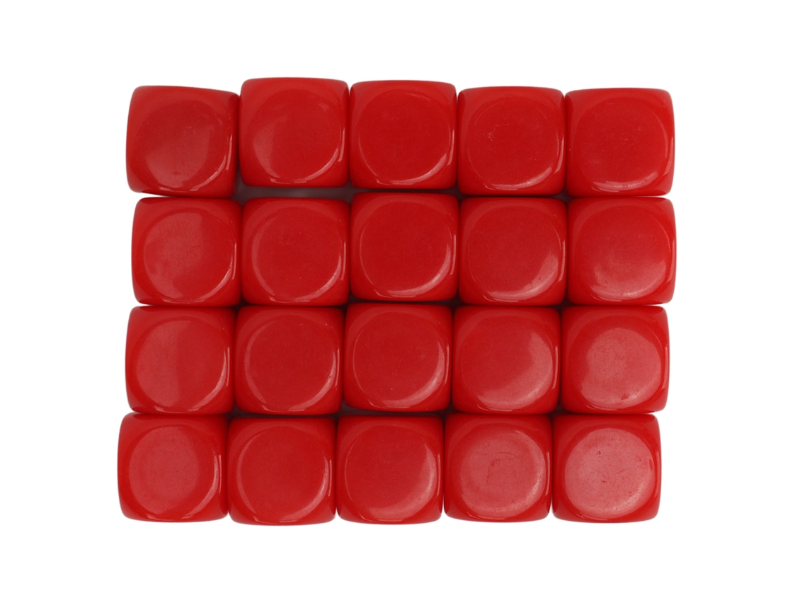 2026-20 Dados De Plástico De Esquinas Redondas En Blanco 16mm Para Juegos De Mesa Fiesta Enseñanza Rojo